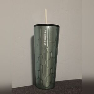 Starbucks Metallic Green Tumbler with Straw
